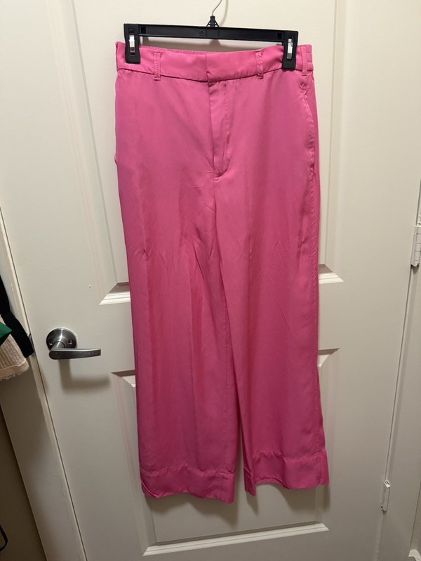 Zara Women’s Pink Solid Elastic Waist Dress Pants, Size S Regular