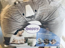 Boppy Nursing Slipcovered Pillow and Positioner - Gray Lion New 