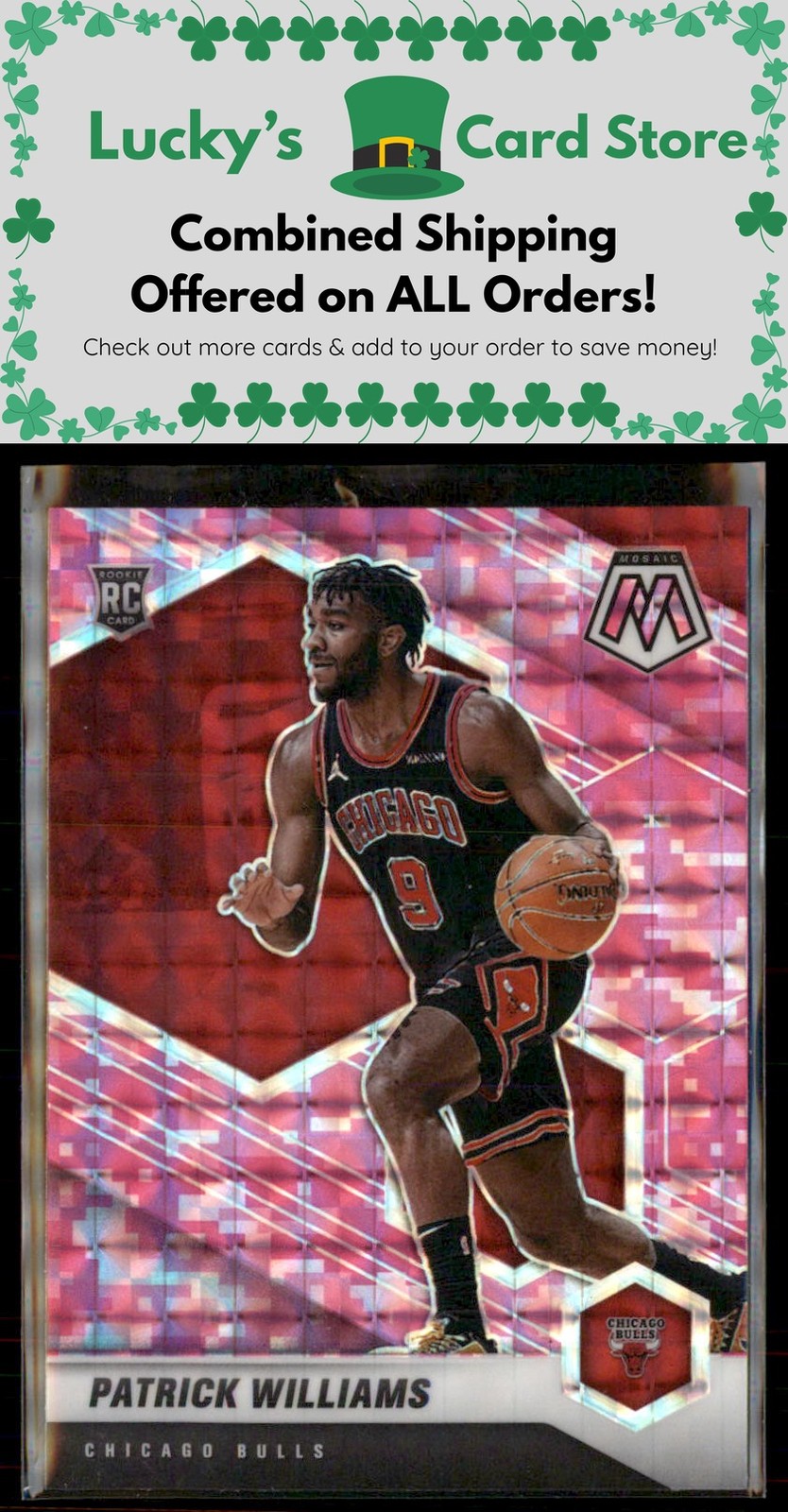 2020-21 Panini Mosaic #206 Patrick Williams Mosaic Camo Pink Rookie Prizm