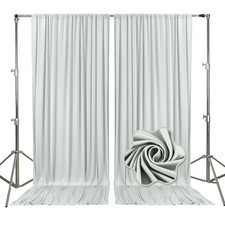 2 Panels 5x7 FT Silver Satin Fabric Photo Backdrop Curtains 10x7 FT Total