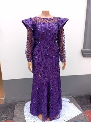 African Print Adanna Purple Long Lace Gown Ankara women clothing | eBay