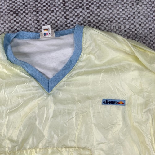 Ellesse, Ellesse Windbreaker Pullover Mens Medium Yellow Blue Vintage 80s V-Neck Jacket