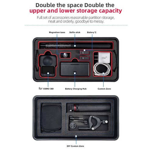 For OSMO 360 Camera Waterproof Storage Case Dual Layer Portable Design - Picture 16 of 23