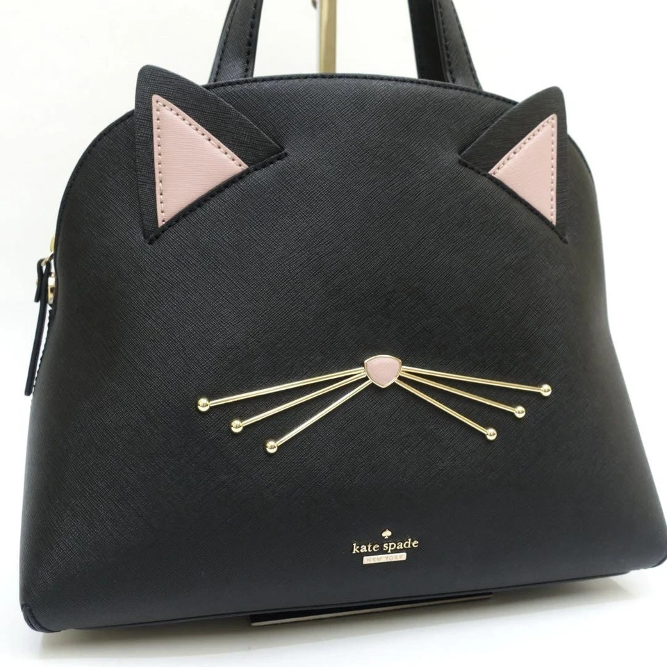 Bolso de Mano Kate Spade New York Cats Miao Cuero Negro Casi Como Nuevo Foto 3 de 4