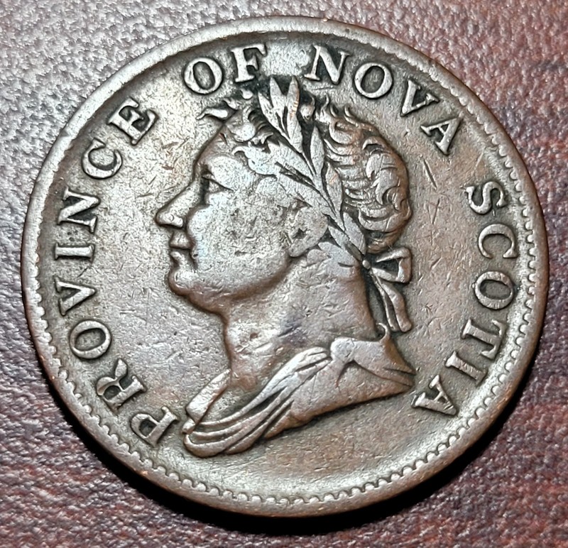 Canada 1832 Nova Scotia Thistle Halfpenny Token Engrailed Edge NS-1D2 VF
