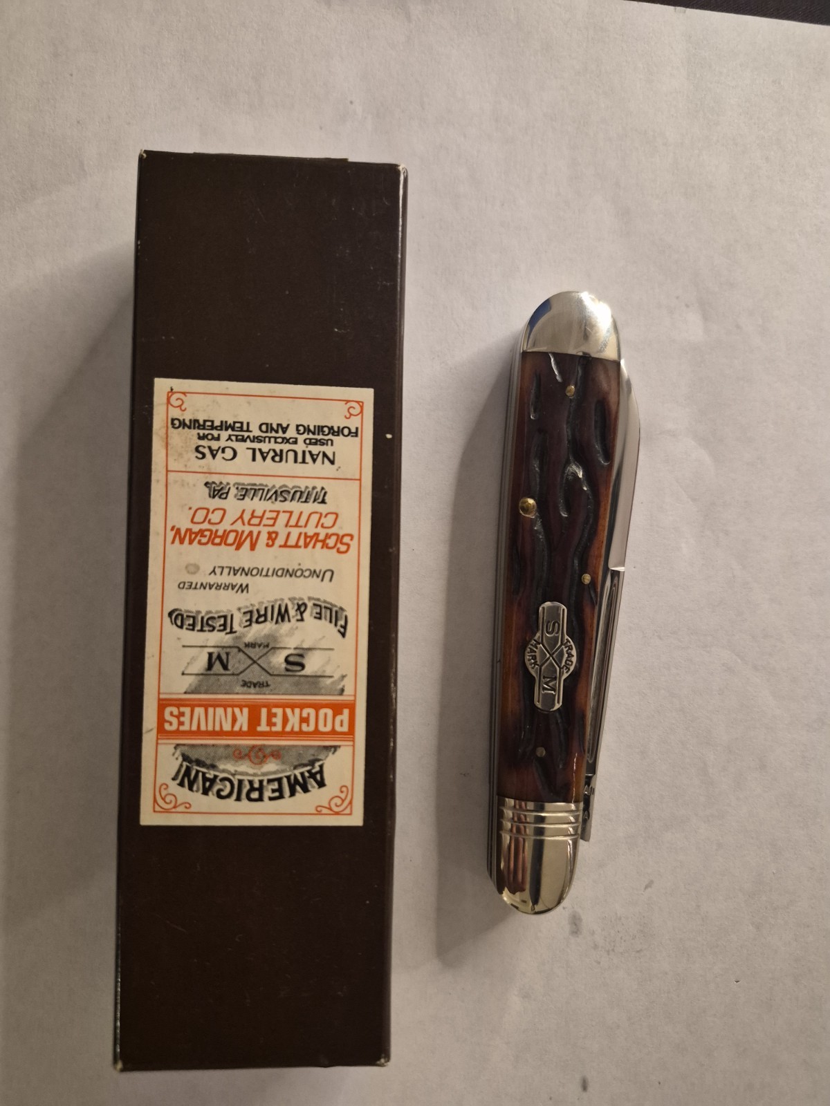 Schatt & Morgan File & Wire Tested #042229 English Jack Knife Bone NIB ...