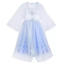 Disney Store Elsa Snow Queen Deluxe Nightgown Frozen Night Sleep Gown Overlay