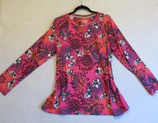 Reel Legends Top Woman Plus XXL Multicolor Leaf Print Long Sleeve Keep it Cool