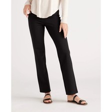 New Quince Women’s Medium Petite Ultra-Stretch Ponte Straight Leg Pant Black 
