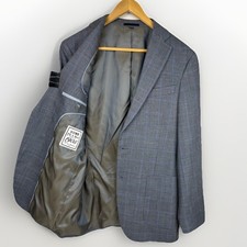 Jos. A. Bank 1905 Sport Coat Blazer 38R Gray Blue Windowpane Silk Wool Jacket
