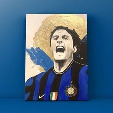 Dipinto a mano di Javier Zanetti Inter su tela 50x70cm & poster