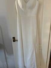 STACEES Ivory Lace Bodice V-Neck Sleeveless A-Line Wedding Dress Size 12