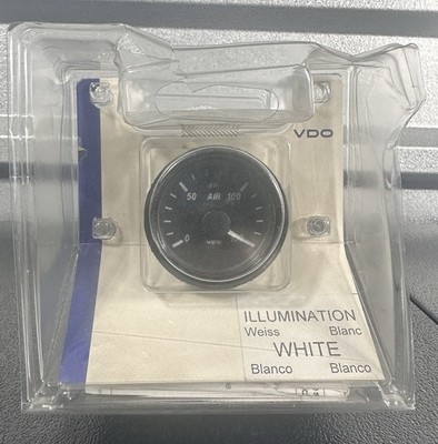 VDO 52mm Air Pressure Gauge 0-100 PSI White Illumination w/ Wiring Harness NEW