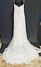 STUNNING IMPRESSION BRIDAL STRAPLESS GOWN SIZE 12 WHT LACE SWEETHEART 5FT TRAIN
