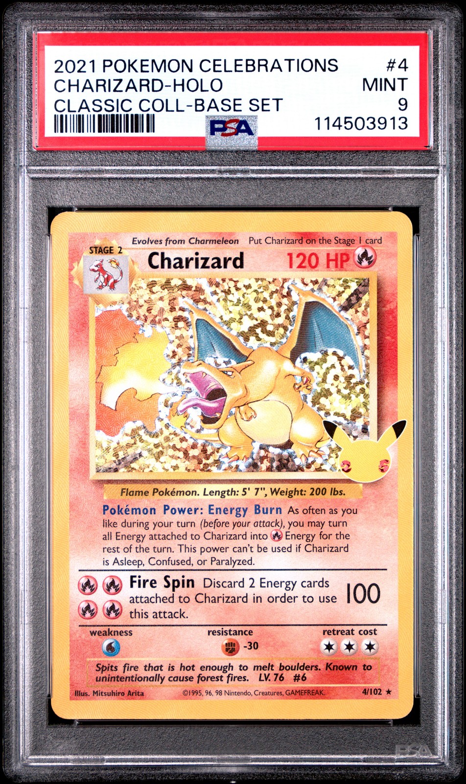 Charizard Holo 4 Celebrations Classic Collection Pokemon PSA 9