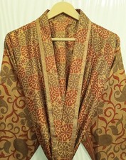 Pure Silk Brown Red kimono Long Robe Gown Girl's Woman Silk Kimono KMO5517