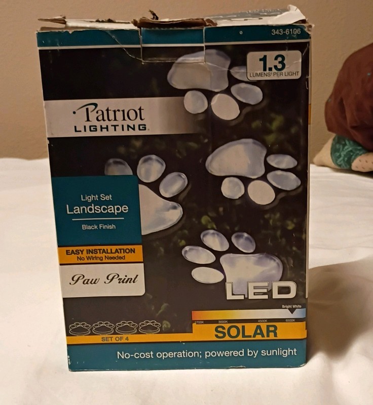 Patriot Lighting Solar LED Paw Print Pathway Lights Dusk-to-Dawn 4pk Black
