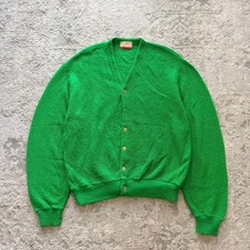 Vintage 80s 90s Jantzen Kelly Green Cardigan Knit Sweater USA