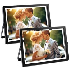 , 2 Pack, 5x7 Inch Metal Picture Frames, Floating Display for 4x6, 3x5 Photos...