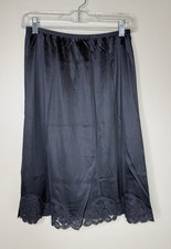Vanity Fair Black Lace Trim Half Slip Size Medium