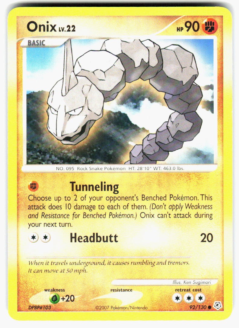 Onix 92/130 Common Diamond & Pearl Pokemon Lightly Played