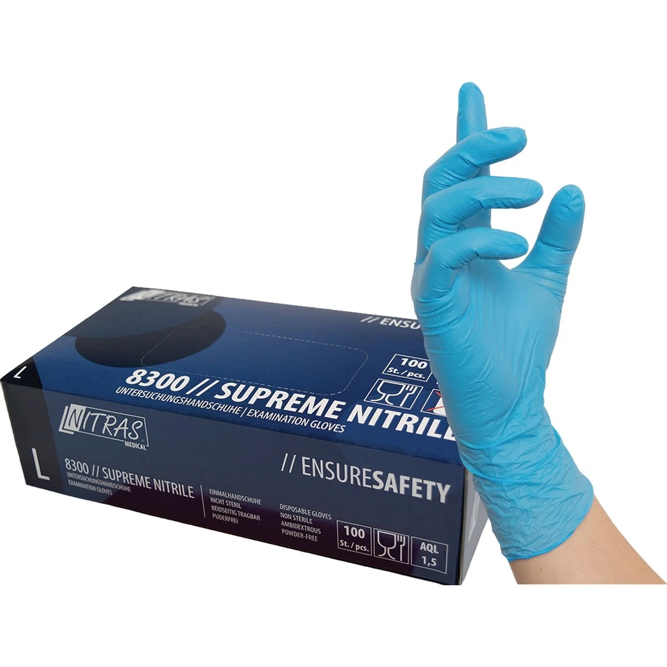 Einweghandschuhe SUPREME NITRILE Nitril 100 Stück NITRAS Einmalhandschuhe Profi - Bild 1 von 1