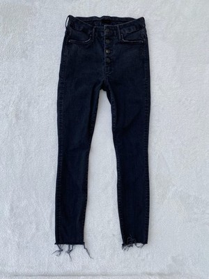 EUC Women s Mother Black The Pixie Ankle Fray Not Guilty Stretch Skinny Jeans 27