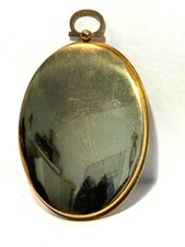 Antique brass oval picture frame with convex bubble glass 