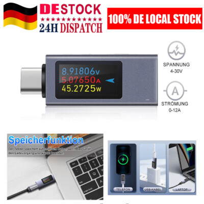 USB Type-C Tester Digital Display Voltage Current Power Capacity Meter DC4-30V 