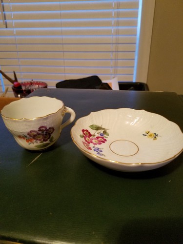 meissen porcelain small antique tea cup and saucer - rare