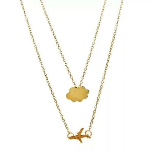 COLLANA DONNA CON AEREO Giro IN ACCIAIO INOX COLLANINA ORO ARGENTO 925 - Immagine 3 di 4