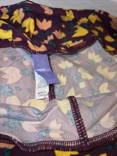 Lularoe TC Tall Curvy Leggings Purple Yellow Pink Tulips Floral š¦ 12-18 New - Picture 6 of 9