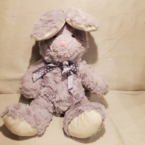 Bunny Rabbit Gray Sitting 9.5” Plush Stuffed Animal Fluffy Soft Pink Nose Age 3+ - Picture 11 of 17