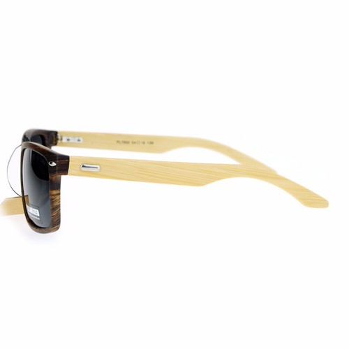 Polarized Lens Real Bamboo Sunglasses Matted Rectangular Frame UV400 - 第 18/30 張圖片