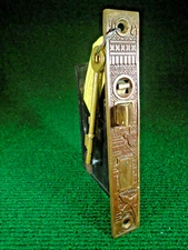 LOCKWOOD 'BROKEN LEAF' DOUBLE KEY 6 3/4" FACE MORTISE LOCK w/KEYS  (20194)