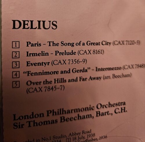 The Beecham Collection: Delius Paris-Irmelin-Prelude•Eventur etc. CD - Picture 5 of 10