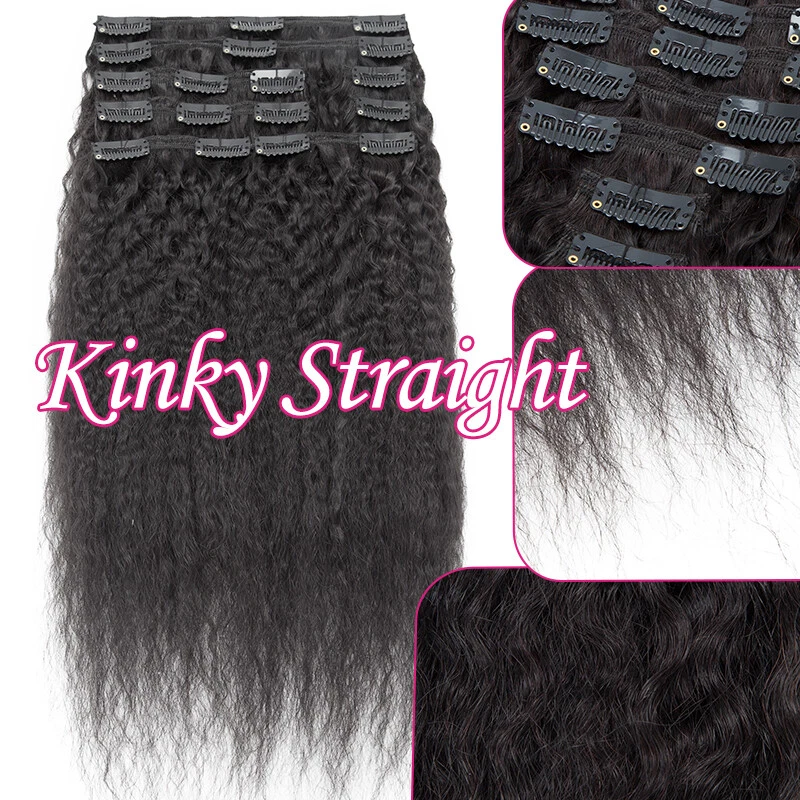 Clip grueso de doble trama en extensiones de cabello humano virgen 95 g ~ 120 g cabeza completa 8 piezas Foto 4 de 4