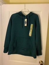 Green Tea Pullover Hoodie Sweatshirt Quilted Forest Green Women  s Sz Medium NWT