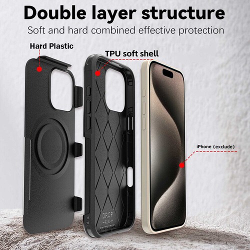 For iPhone 16 15 14 13 12 Pro Max MagSafe Magnetic Case HeavyDuty Symmetry Cover - Photo 16 sur 25