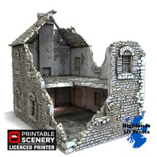 Farm House Ruins ww2 Scatter Terrain Tabletop Gaming 3DPrint 32/28/20/15/10mm