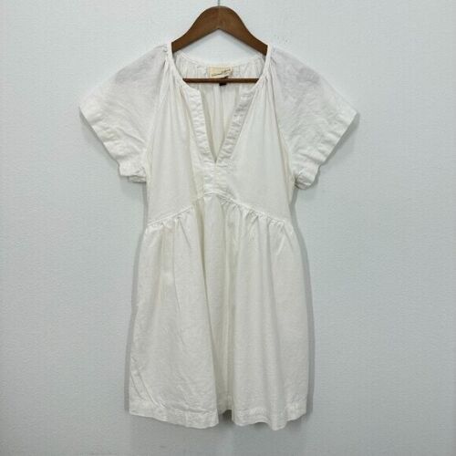 Universal Thread Women's Medium White Linen Blend V Neck Tunic Mini Dress Bridal