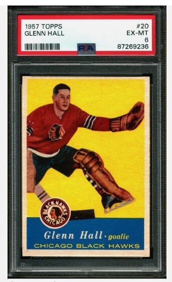 1957 TOPPS Glenn Hall Rc Rookie #20 PSA 6 EX MT