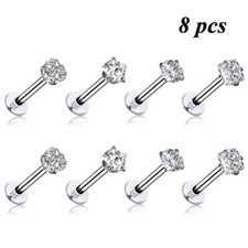 8 Pcs 16G Labret Monroe Lip Rings Helix Tragus Earrings Studs Piercing Jewelry
