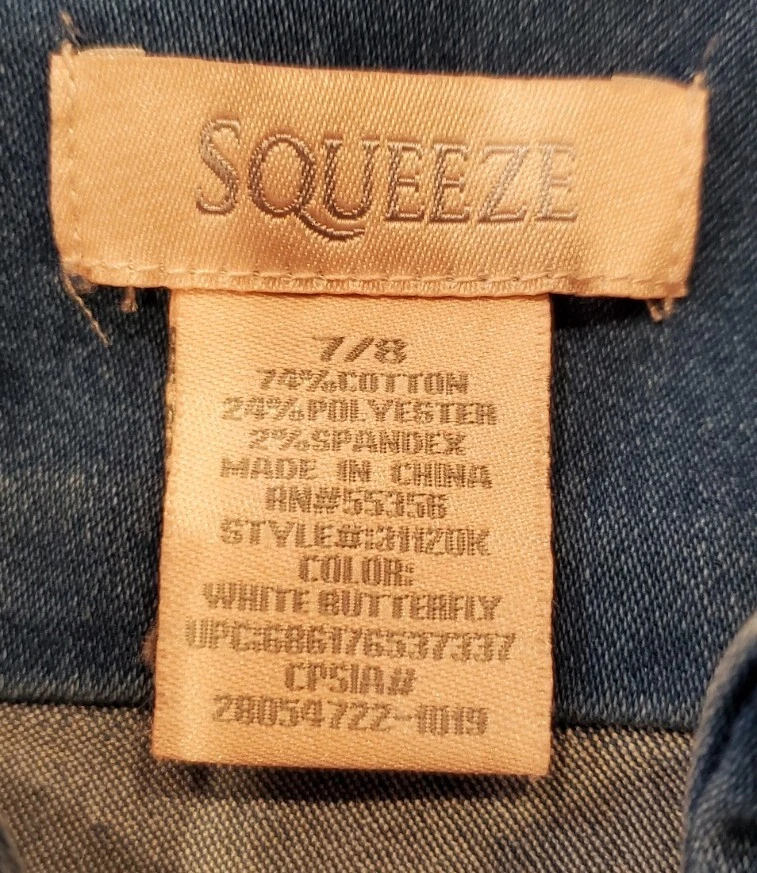 Chaqueta Denim Squeeze Niñas Talla 7/8 Blanco Color Mariposa Foto 2 de 2