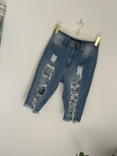 Fashion Nova Distressed High Rise Bermuda Jean Shorts Size 7 Medium