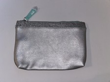 Ipsy Silver w/ Mint Blue Zipper Sparkle Makeup Bag Bag Only  NEW 
