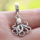 925 Sterling Silver Octopus Charm Dangle 3D Sea Life Animal Beach For Bracelet