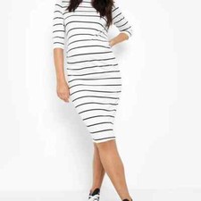 Boohoo Stripped Maternity Long Bodycon Dress Fitted [D23]