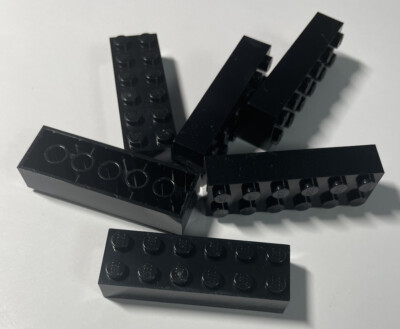 6x Lego Basic Steine schwarz (6 x 2) - 2456 - Brick Black NEU / NEW