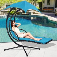 Hanging Chaise Lounge Chair Arc Stand Air Porch Swing Hammock Canopy Blue Hanging Chaise Lounge Chair Arc Stand Air Porch Swing Hammock Canopy Blue